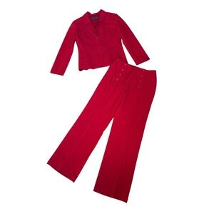 Vintage Fabrizio Gianni Red Pantsuit, Tailored Blazer & High Waist Pants, Size 8